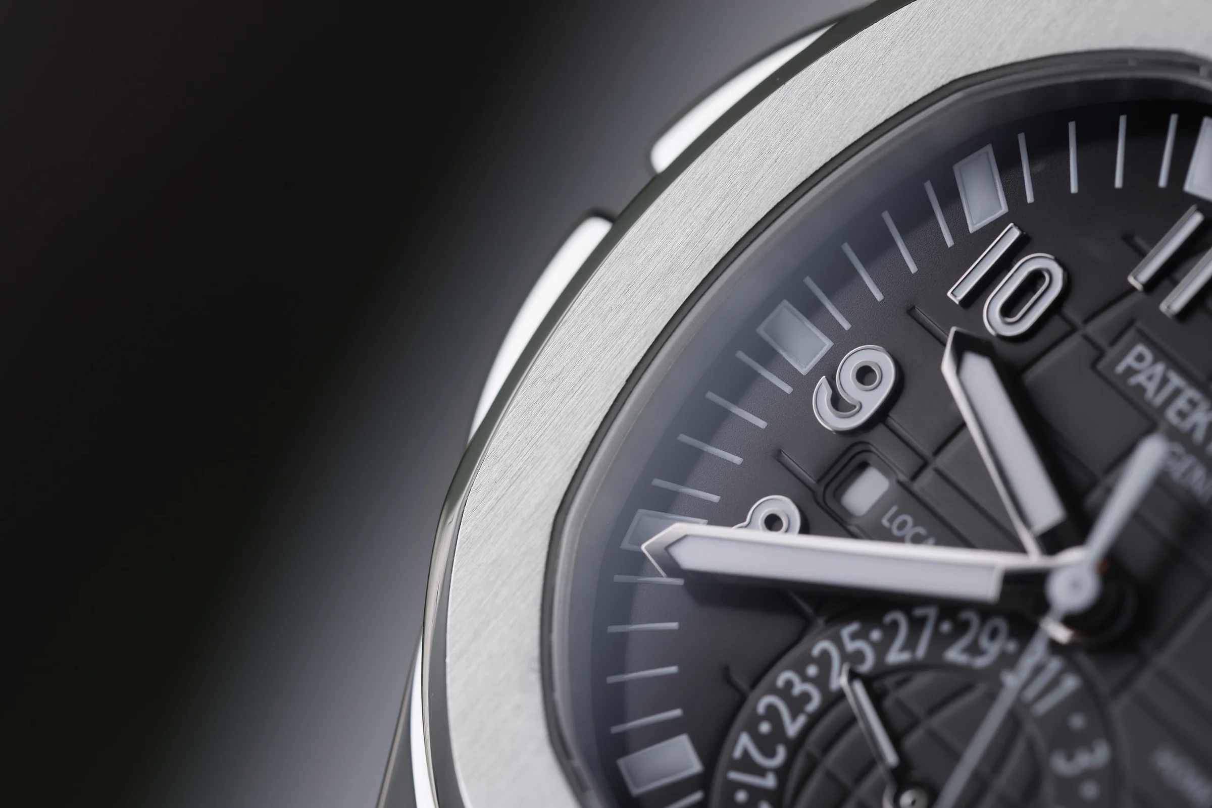 Patek Philippe Aquanaut watch dial in macro detail
